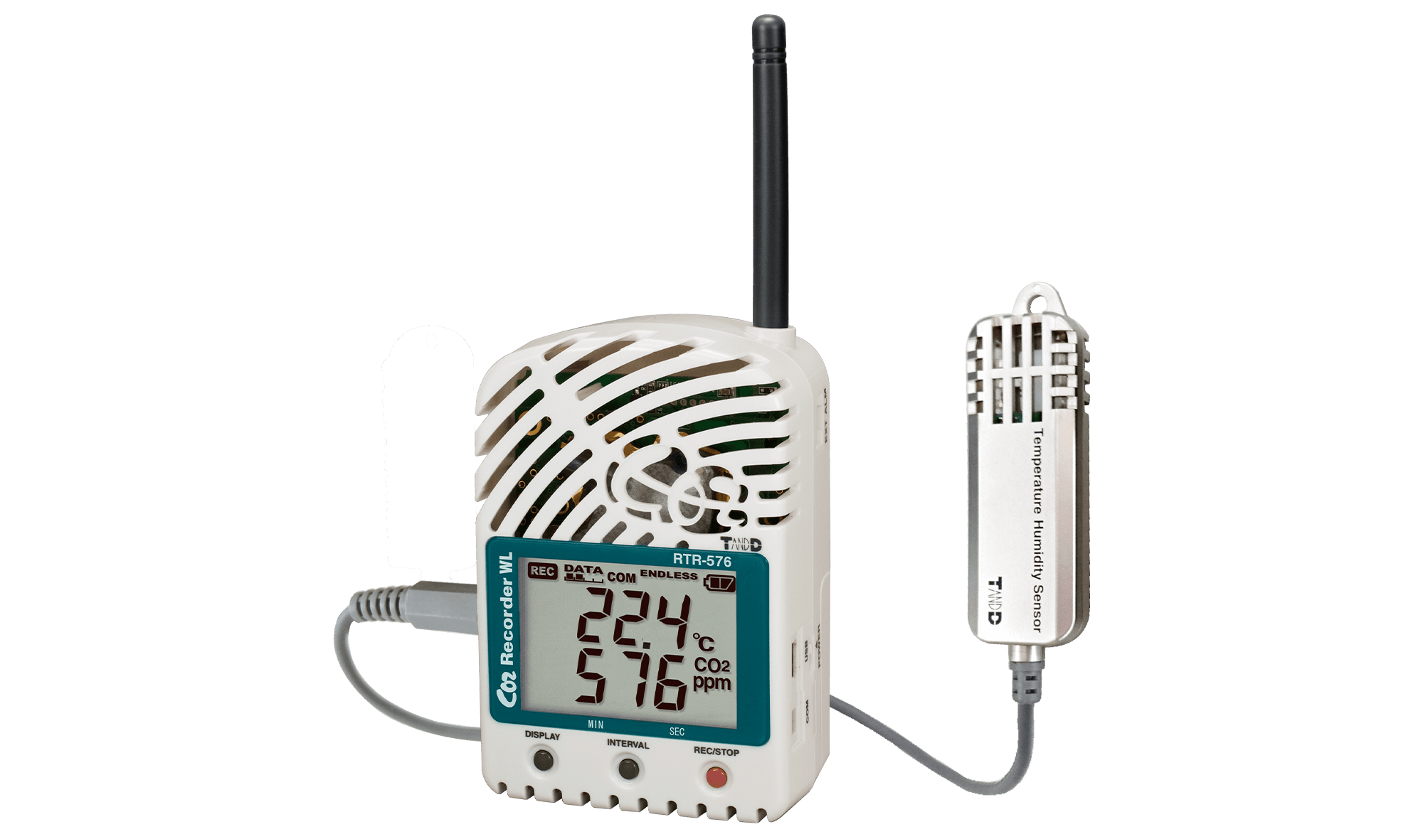 日本tandd進口RTR-576-S溫濕度傳感器的無線二氧化碳記錄儀